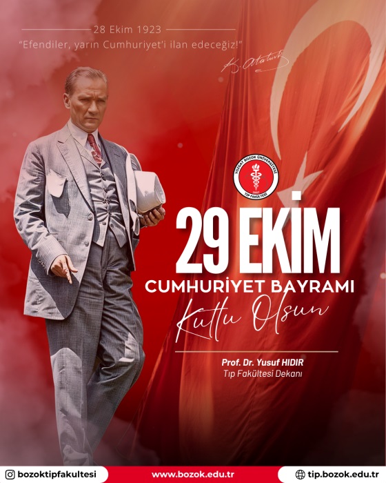 Türk Bayrağı ve Gazi Mustafa Kemal Atatürk Görselli 29 Ekim Cumhuriyet Bayramı Kutlama Afişi