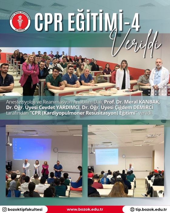 Tıp Fakültesi Simülasyon Laboratuvarında CPR maketi üzerinde kalp masajı ve yapay solunum eğitimi yapan öğrenciler
